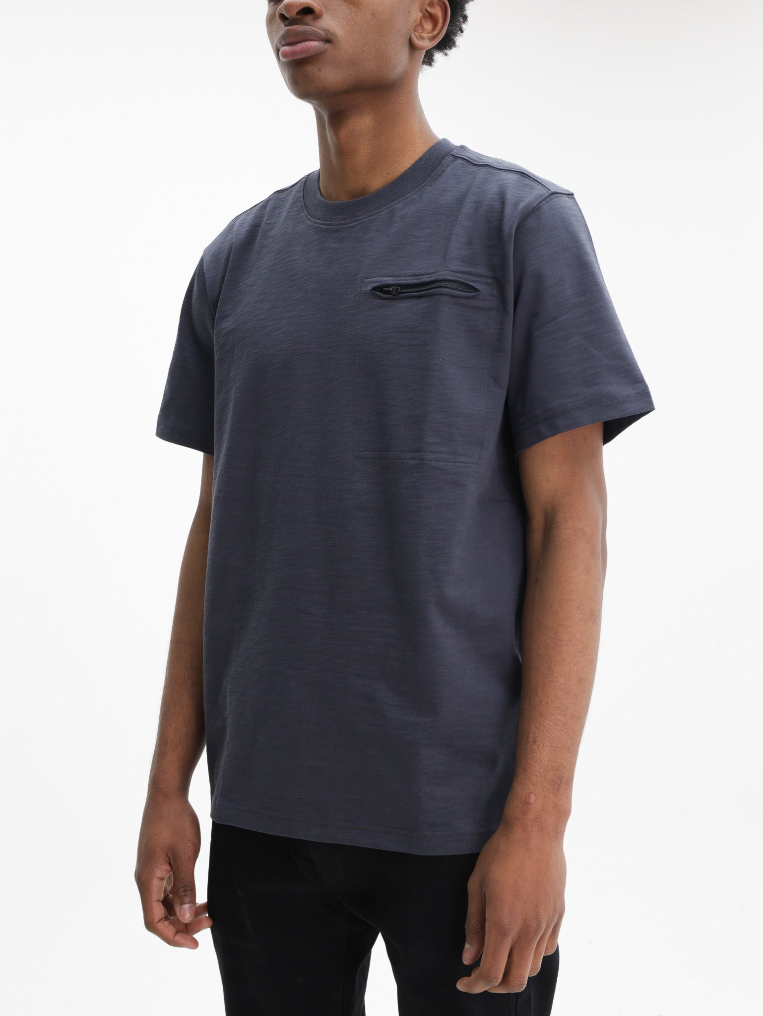 G-Star T-Shirt Distressed Zip Pocket Petrol