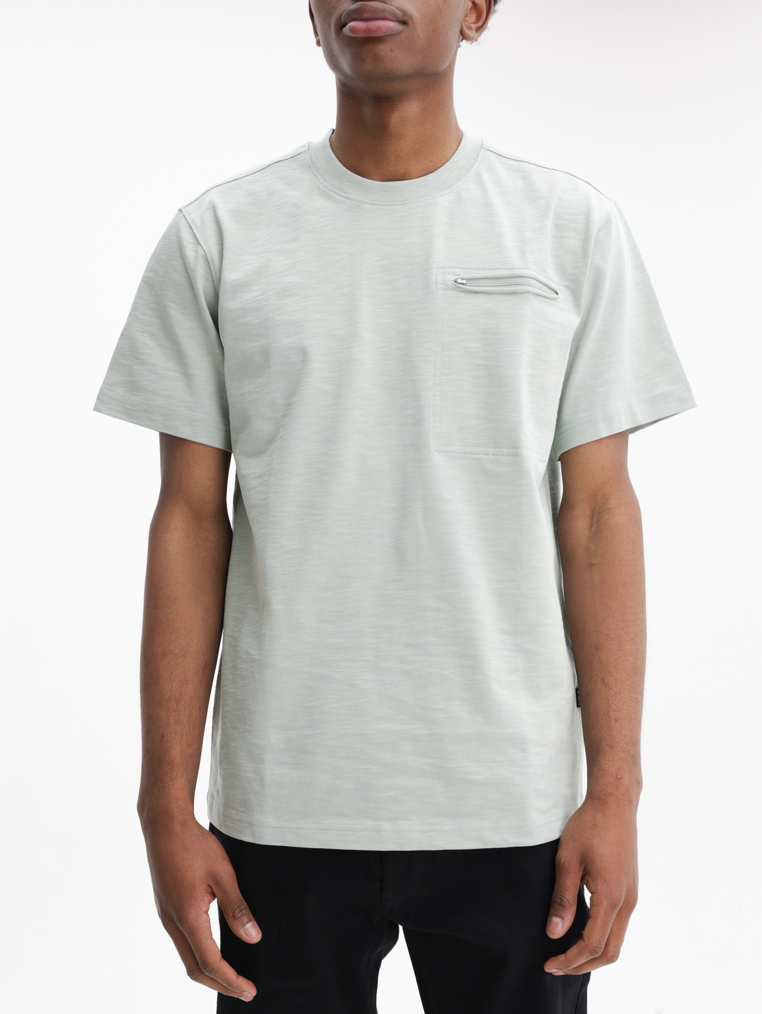G-Star T-Shirt Distressed Zip Pocket Pale Green