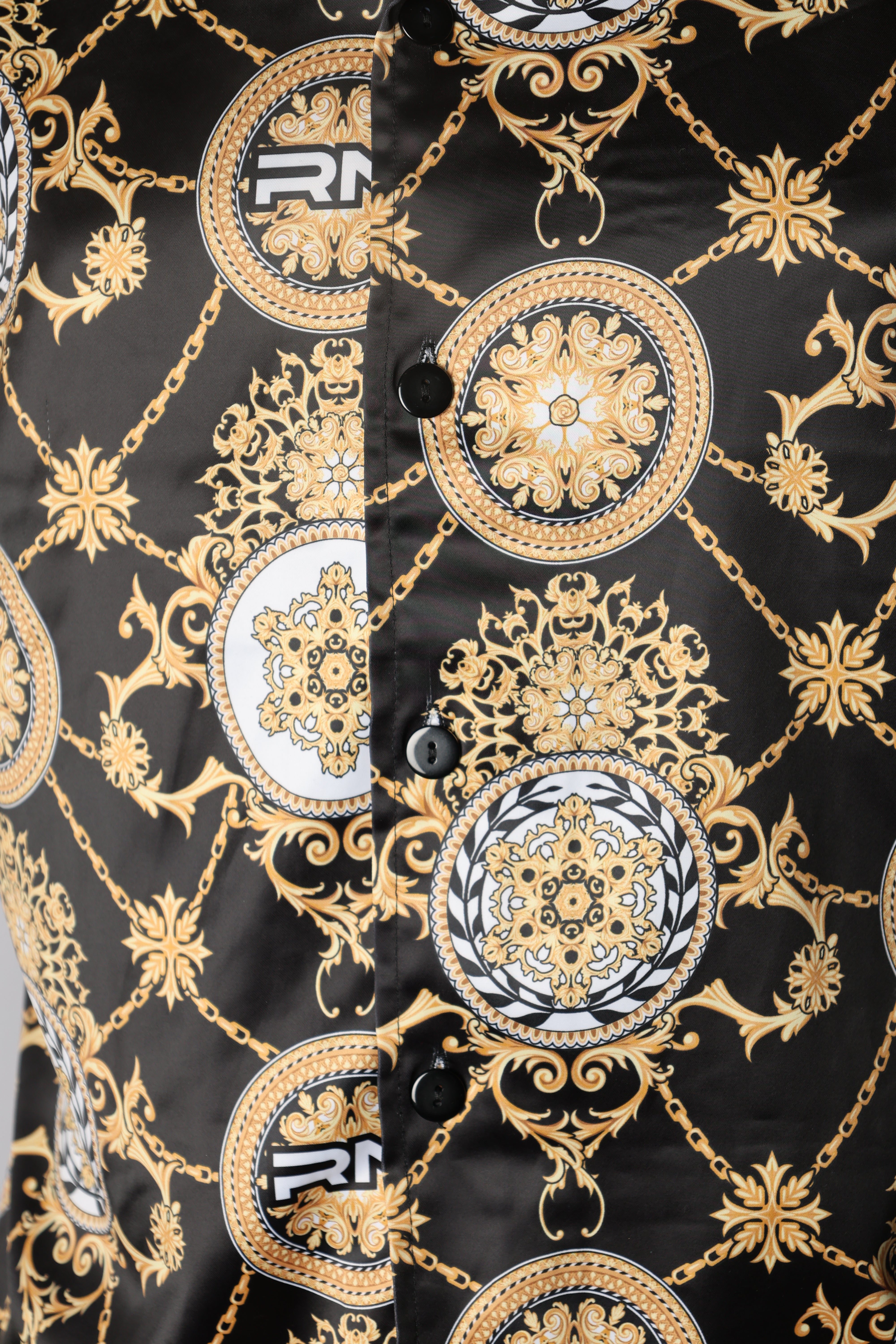 Rossimoda Shirt Floreale Fiori Resort Black-Gold