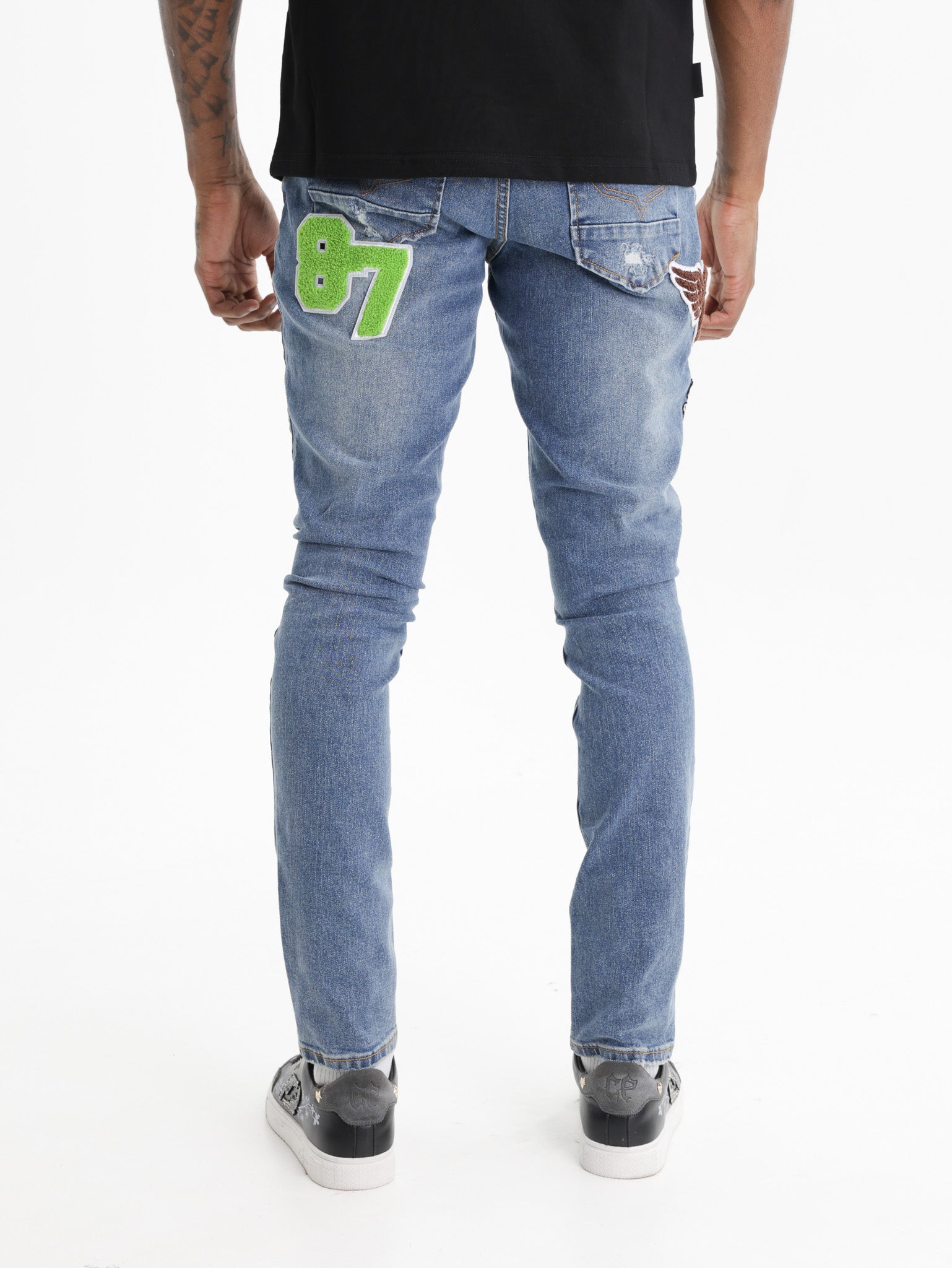 Cutty Jeans Applique Ripped Knee Blue