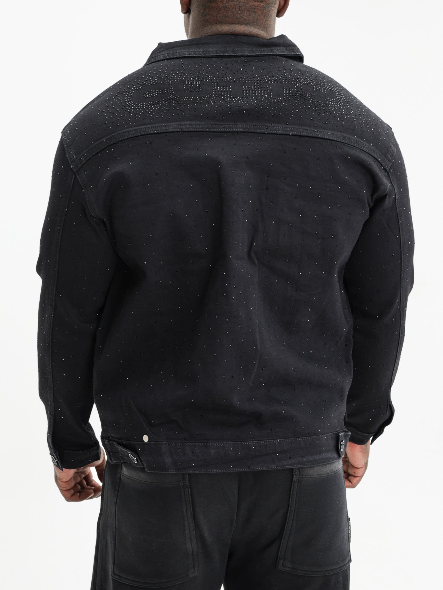 Cutty Denim Jacket Studded Button Down Black